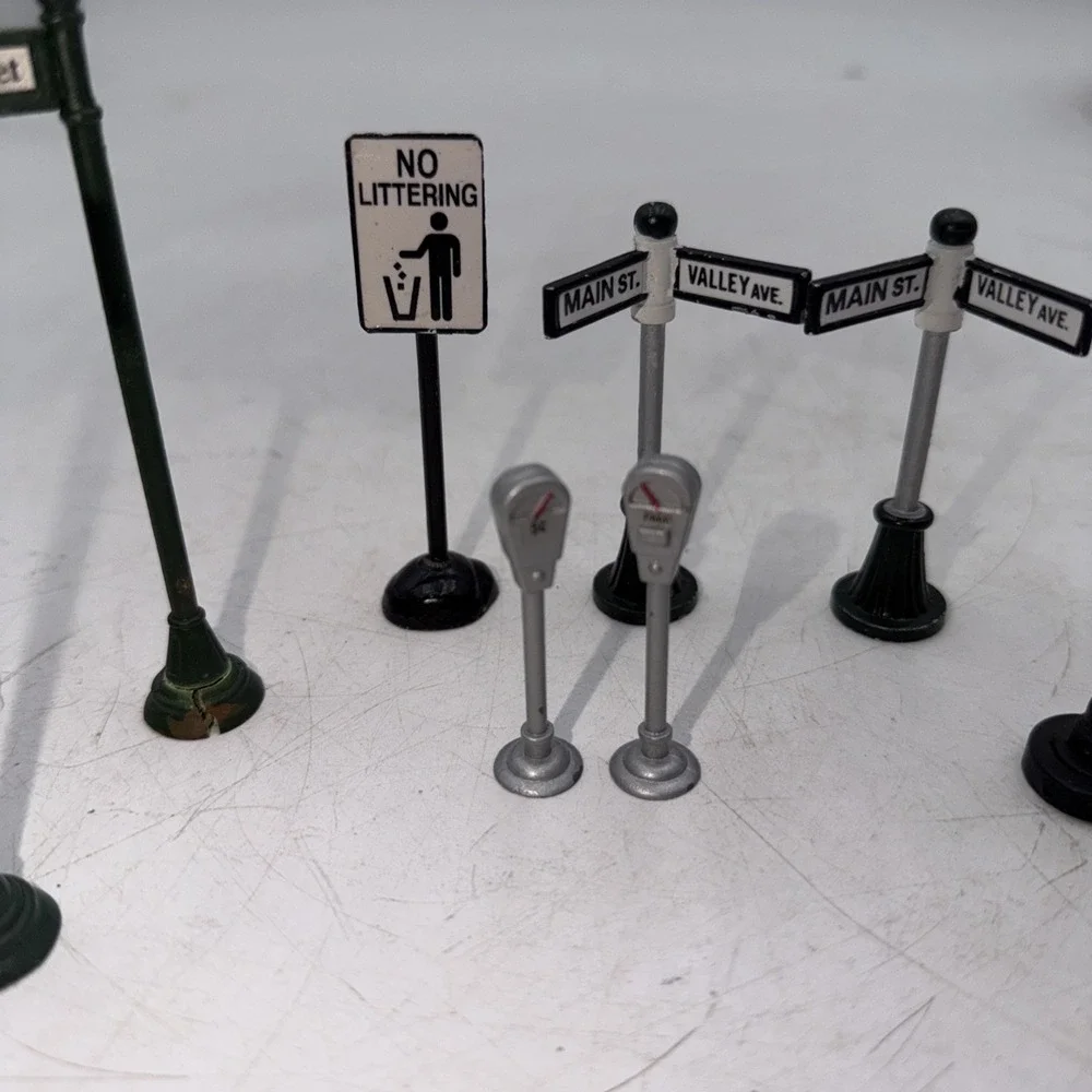 Vintage Lemax Village Main Street Sign Clock Mailbox Parking Meter Mixed LOT 11